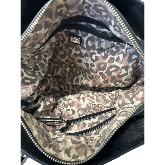 Guess Black Embossed Logo Handbag With Gold Hardware & Adjustable Strap - Picture 12 of 12